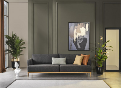 Viersitzer Sofa 4 Sitzer Sofas Modern Design Stoff Polyester Grau Neu